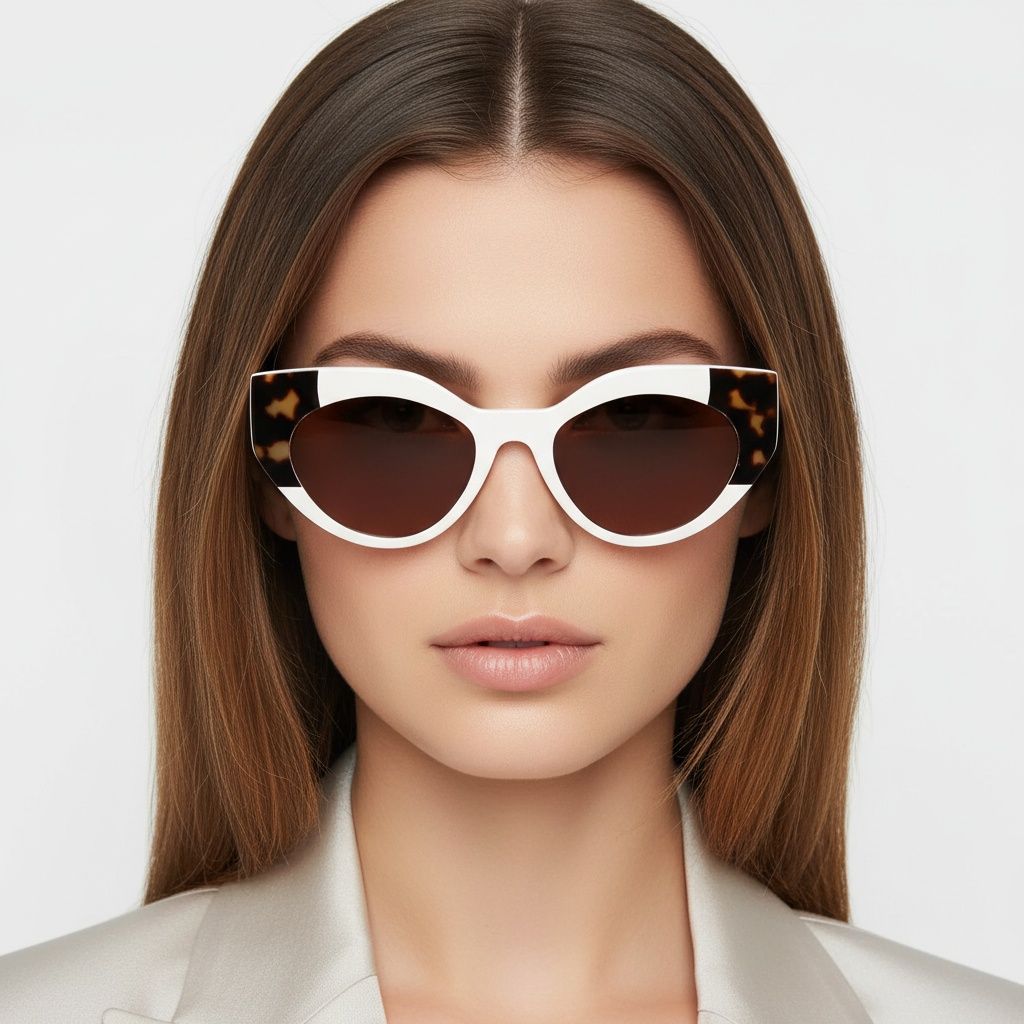 Butterfly Cream Acetate Sunglasses #BS2607-0080