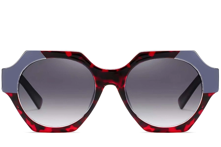 Geometric Red Acetate Sunglasses #BS2607-0081