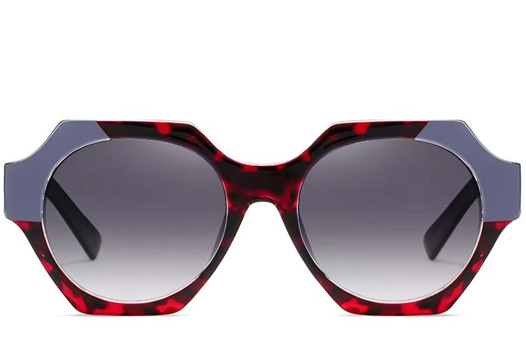 Geometric Red Acetate Sunglasses #BS2607-0081