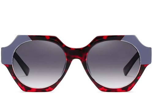 Geometric Red Acetate Sunglasses #BS2607-0081