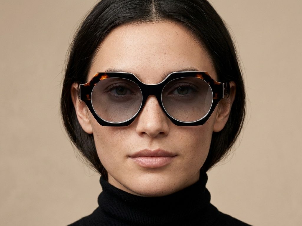 Geometric Black Acetate Sunglasses #BS2607-0082