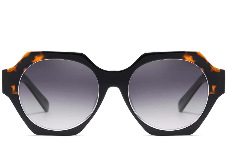 Geometric Black Acetate Sunglasses #BS2607-0082