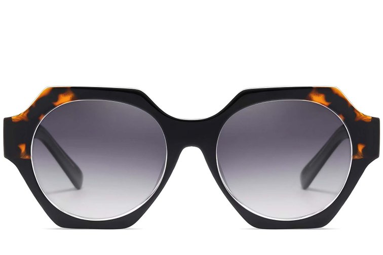 Geometric Black Acetate Sunglasses #BS2607-0082