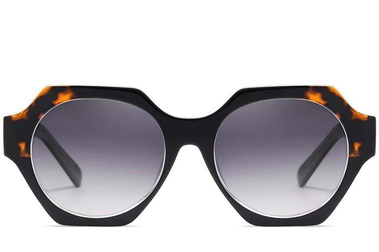 Occhiali da sole geometrici in acetato nero #BS2607-0082