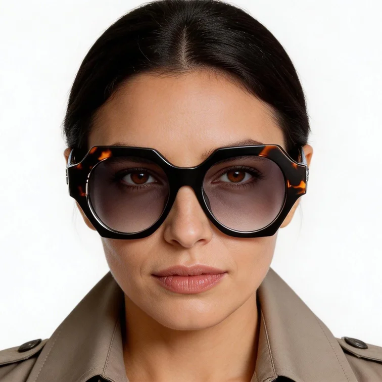 Geometric Black Acetate Sunglasses #BS2607-0082