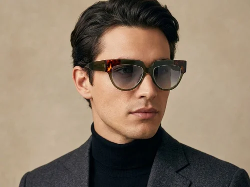 Lunettes de soleil papillon en acétate vert #BS2607-0084