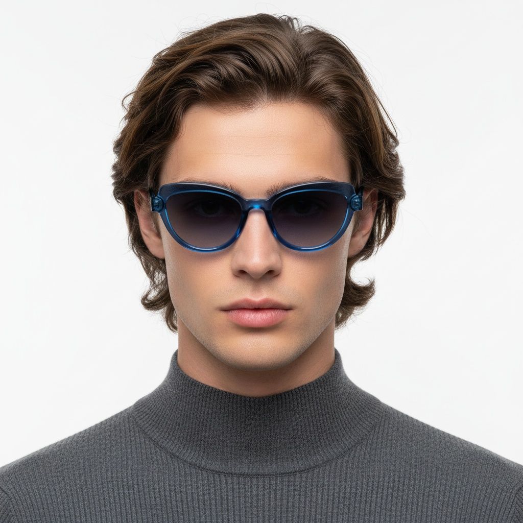 Occhiali da sole a farfalla in acetato blu #BS2607-0089