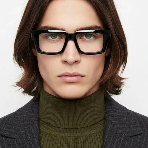 Rectangular Black Acetate Glasses #BS2607-0097