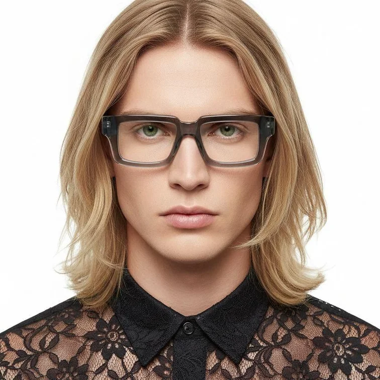 Lunettes rectangulaires en acétate gris #BS2607-0099