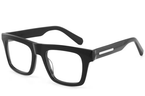 Lunettes rectangulaires en acétate noir #BS2607-0100