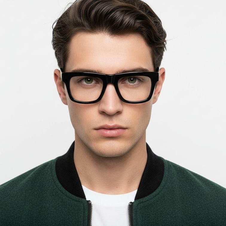 Rectangular Black Acetate Glasses #BS2607-0100