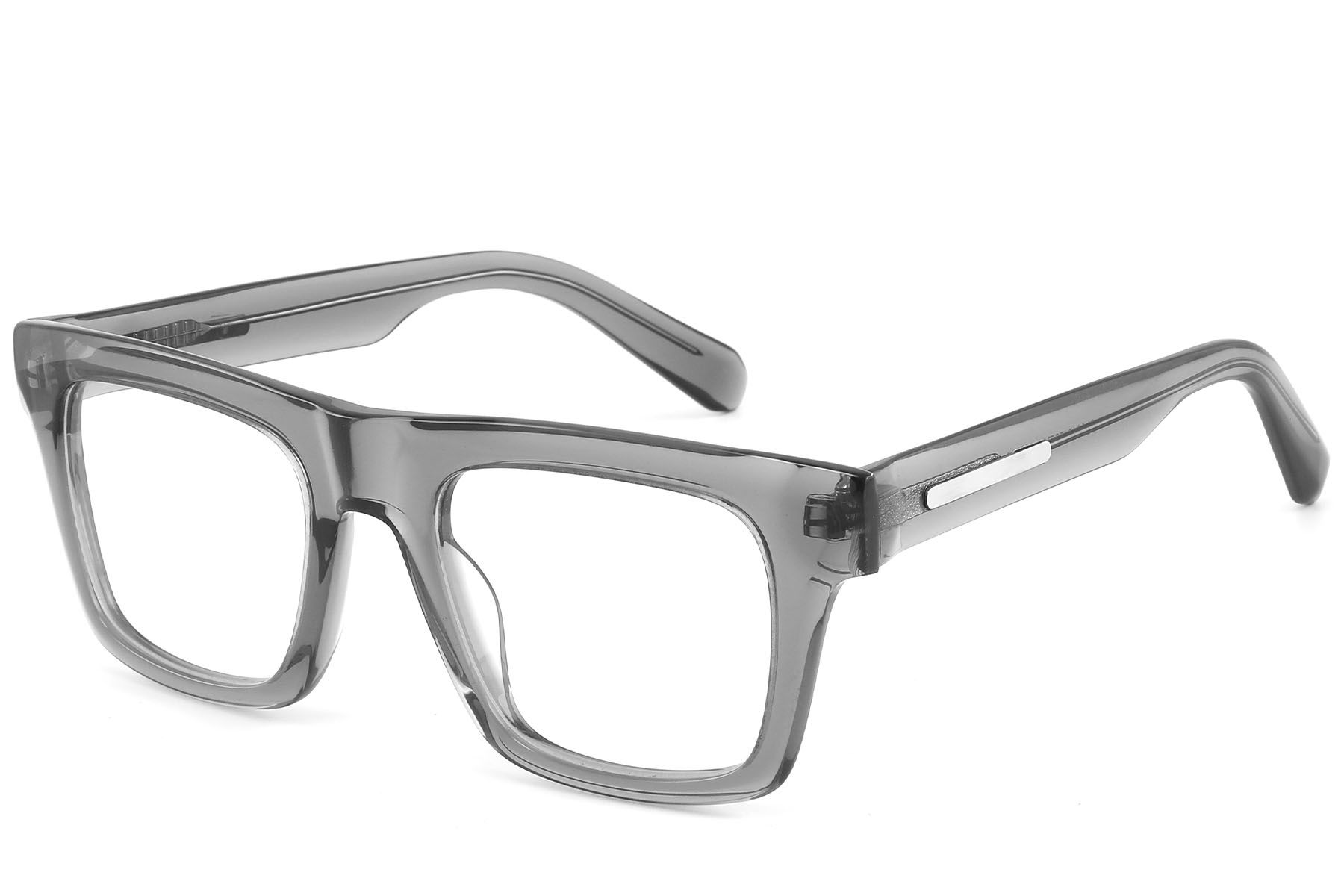 Rectangular Gray Acetate Glasses #BS2607-0102