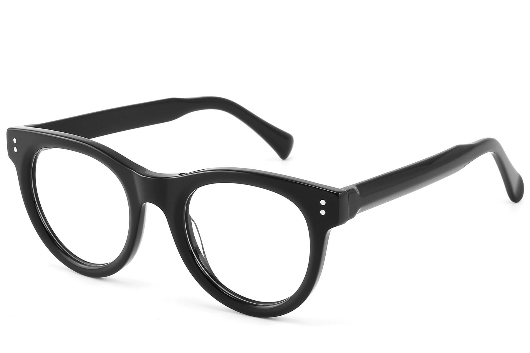 Round Black Acetate Glasses #BS2607-0103