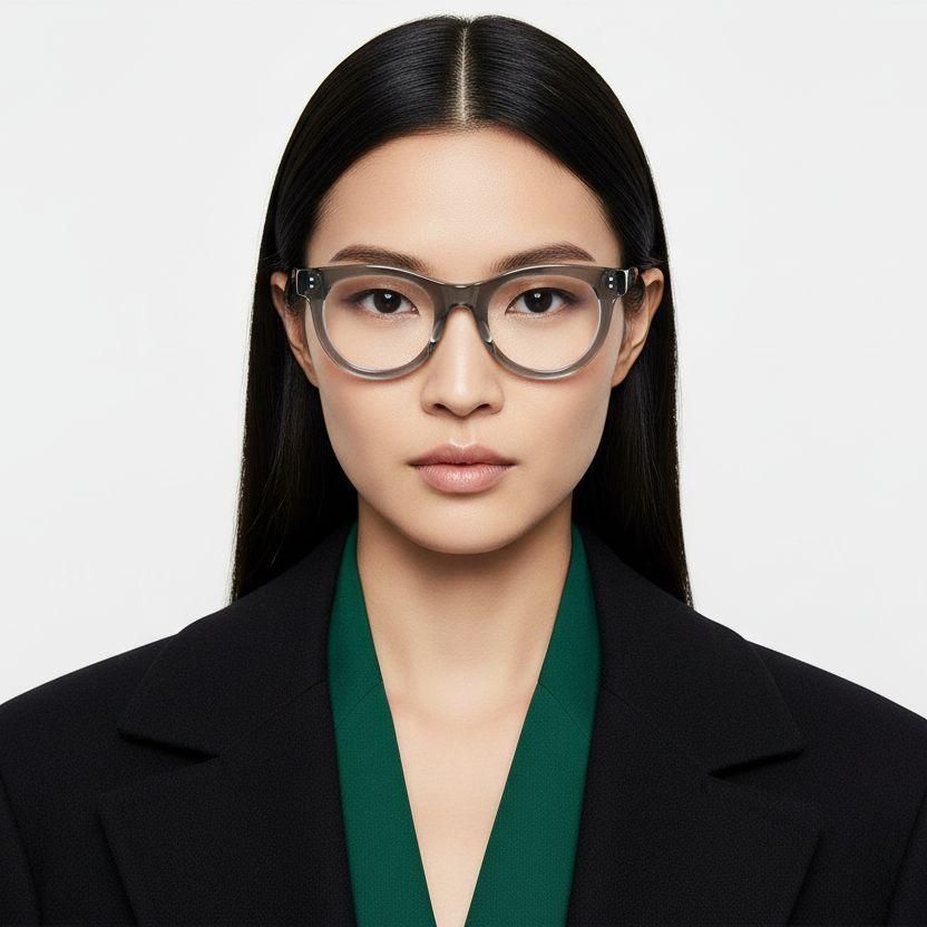 Round Gray Acetate Glasses #BS2607-0104