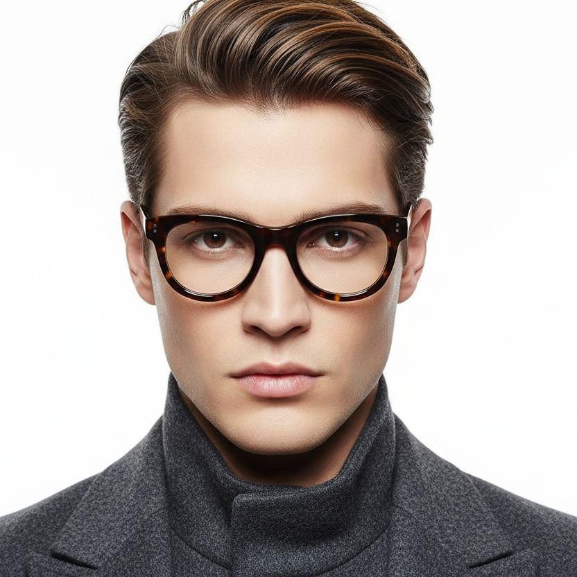Round Tortoiseshell Acetate Glasses #BS2607-0105