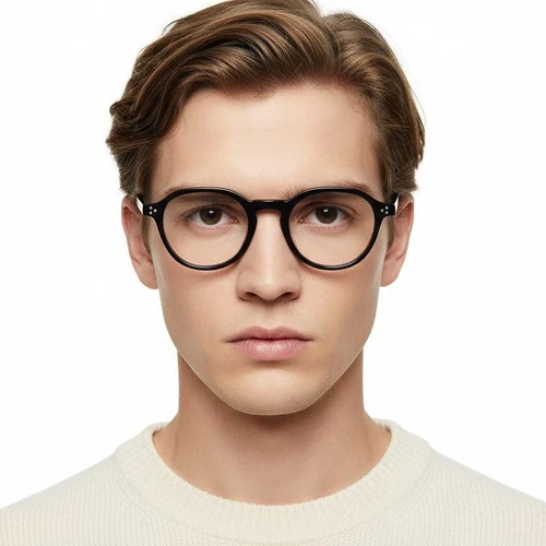 Oval Black Acetate Glasses #BS2607-0111