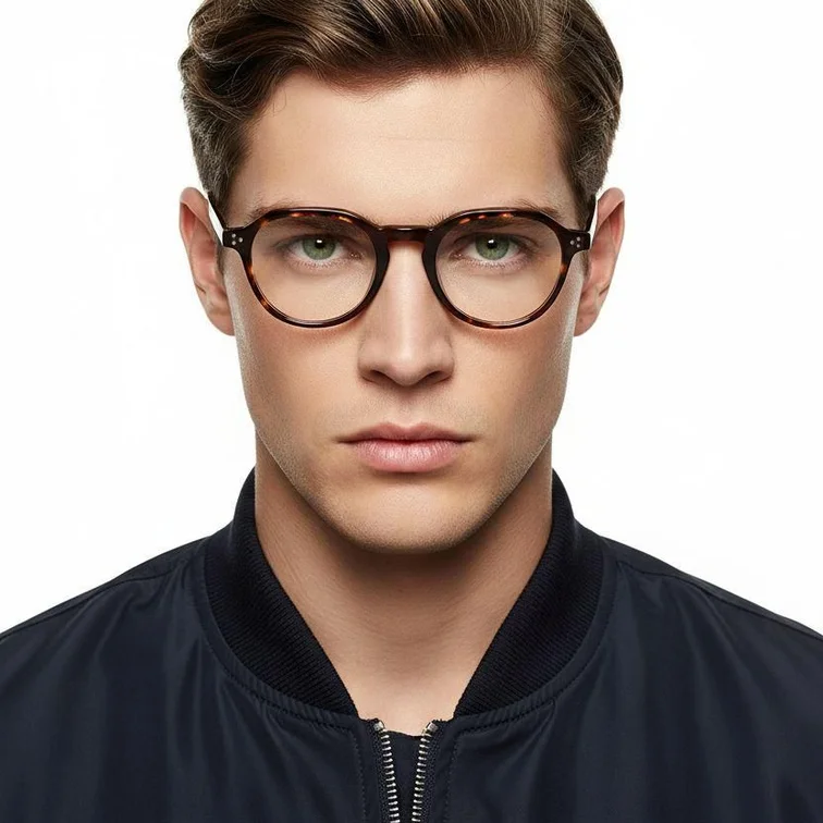 Oval Tortoiseshell Acetate Glasses #BS2607-0113