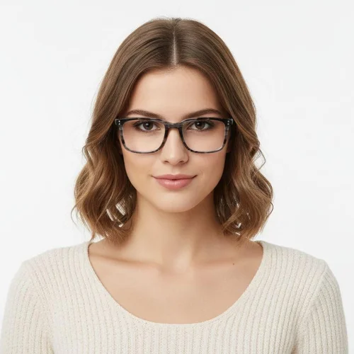 Lunettes rectangulaires en acétate noir #BS2607-0120
