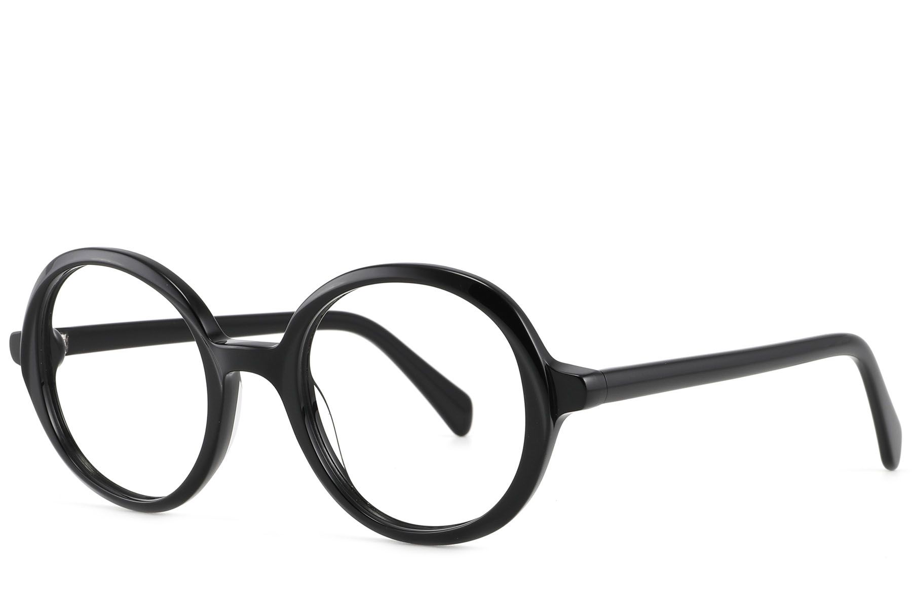 Round Black Acetate Glasses #BS2607-0121