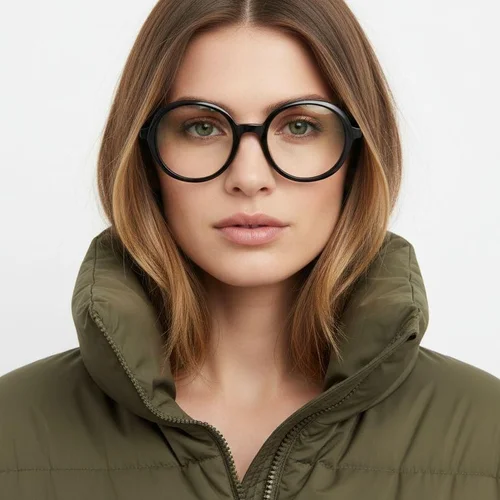 Round Black Acetate Glasses #BS2607-0121