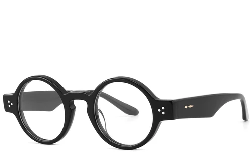 Round Black Acetate Glasses #BS2607-0123