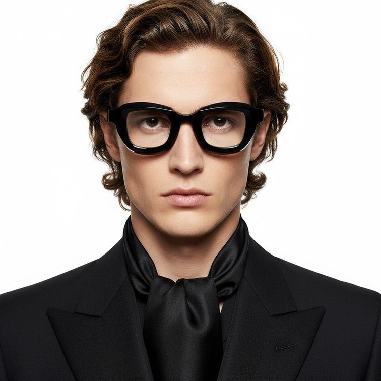 Rectangular Black Acetate Glasses #BS2607-0130