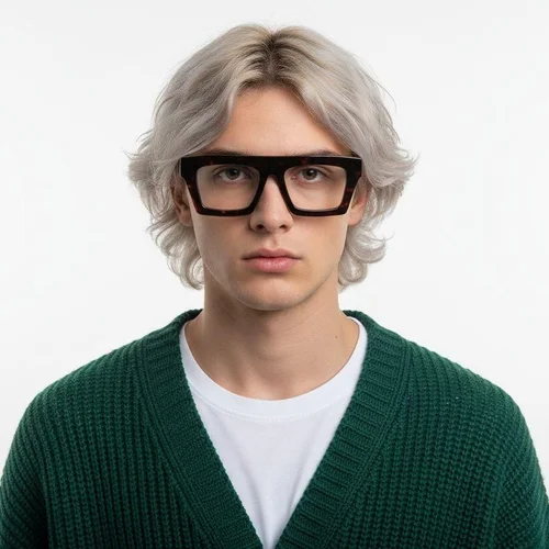 Lunettes rectangulaires en acétate écaille de tortue #BS2607-0134