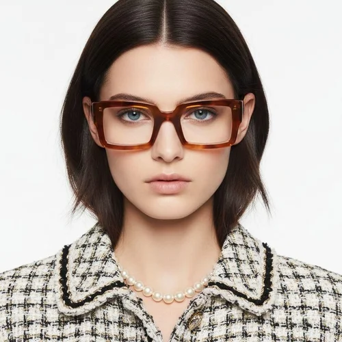 Lunettes rectangulaires en acétate écaille de tortue #BS2607-0138
