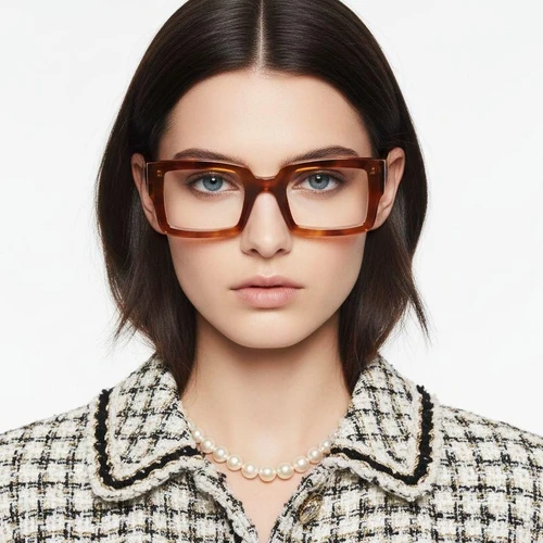 Rectangular Tortoiseshell Acetate Glasses #BS2607-0138