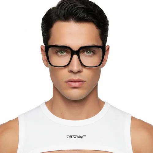 Lunettes rectangulaires en acétate noir #BS2607-0143