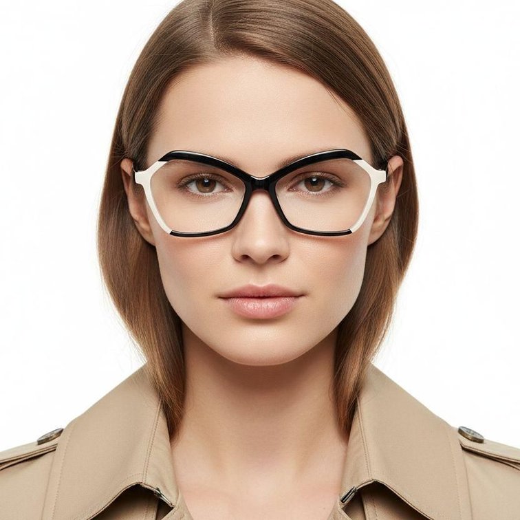 Gafas geométricas de acetato negro #BS2607-0149