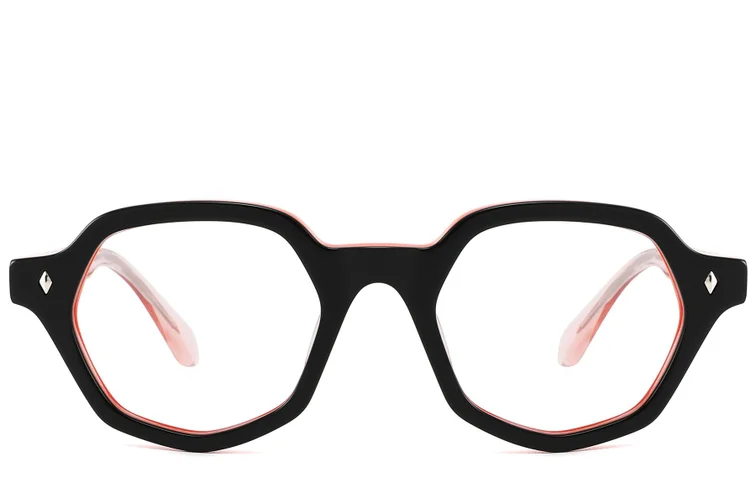 Geometric Black Acetate Glasses #BS2607-0151
