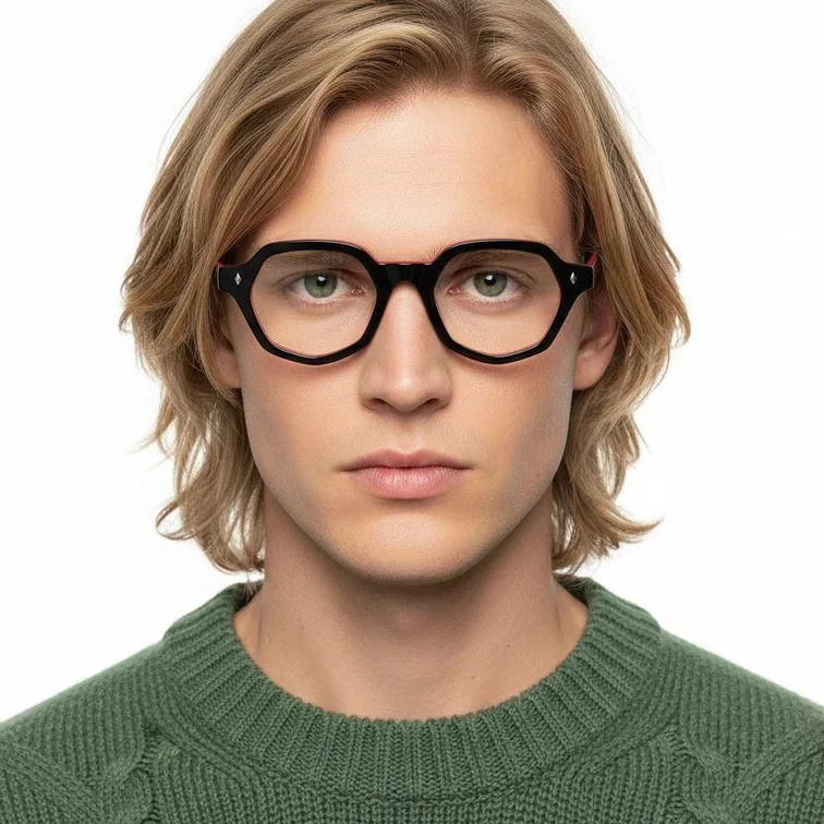 Geometric Black Acetate Glasses #BS2607-0151