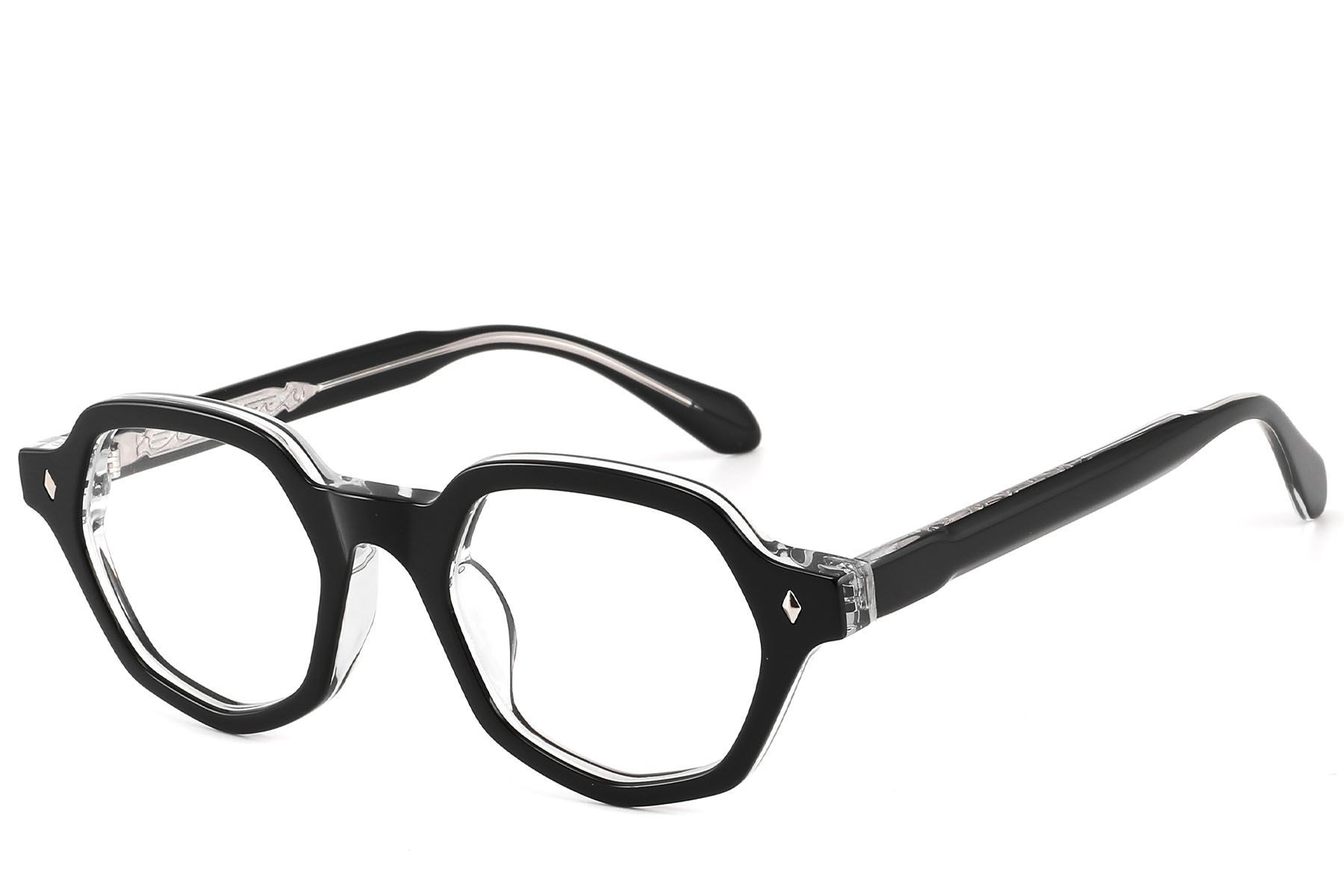 Geometric Black Acetate Glasses #BS2607-0152