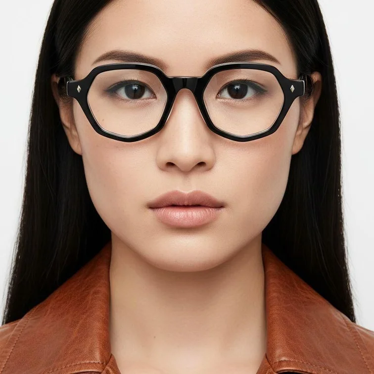 Geometric Black Acetate Glasses #BS2607-0152