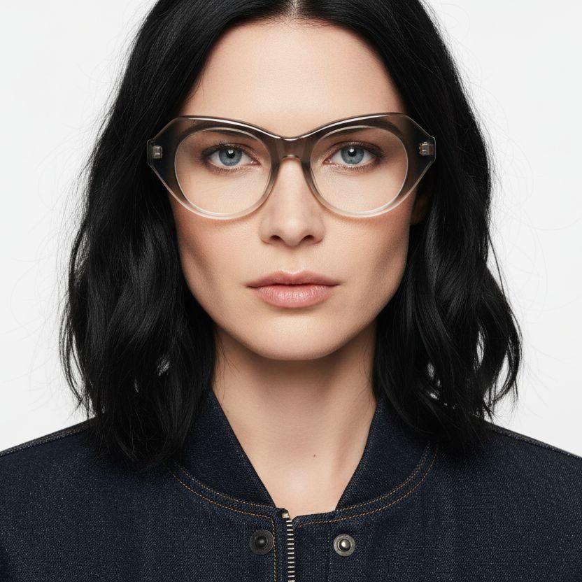 Oval Gray Acetate Glasses #BS2607-0153