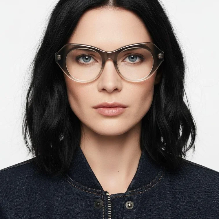 Lunettes ovales en acétate gris #BS2607-0153