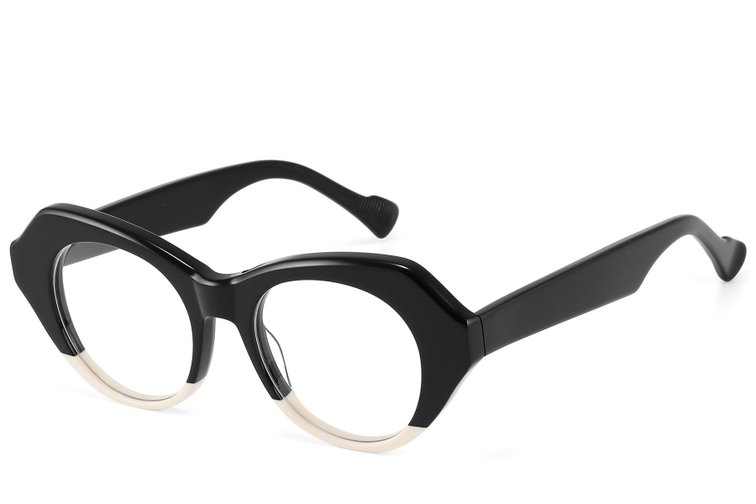 Lunettes ovales en acétate noir #BS2607-0154