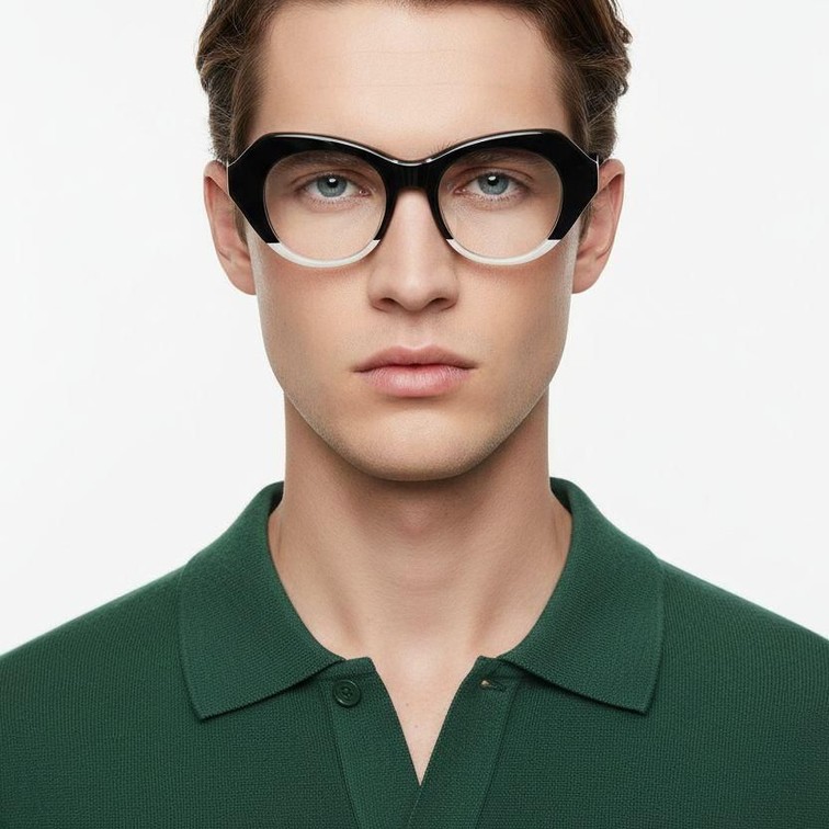 Oval Black Acetate Glasses #BS2607-0154