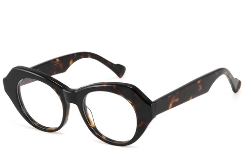 Oval Tortoiseshell Acetate Glasses #BS2607-0155