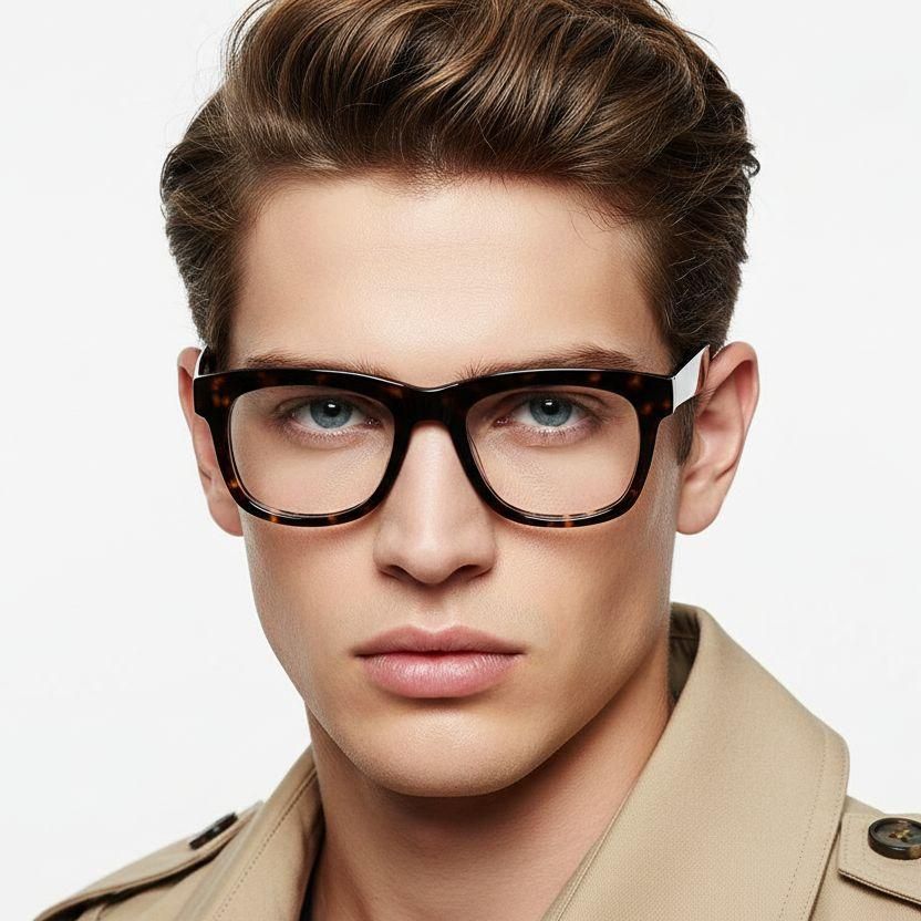 Rectangular Tortoiseshell Acetate Glasses #BS2607-0157