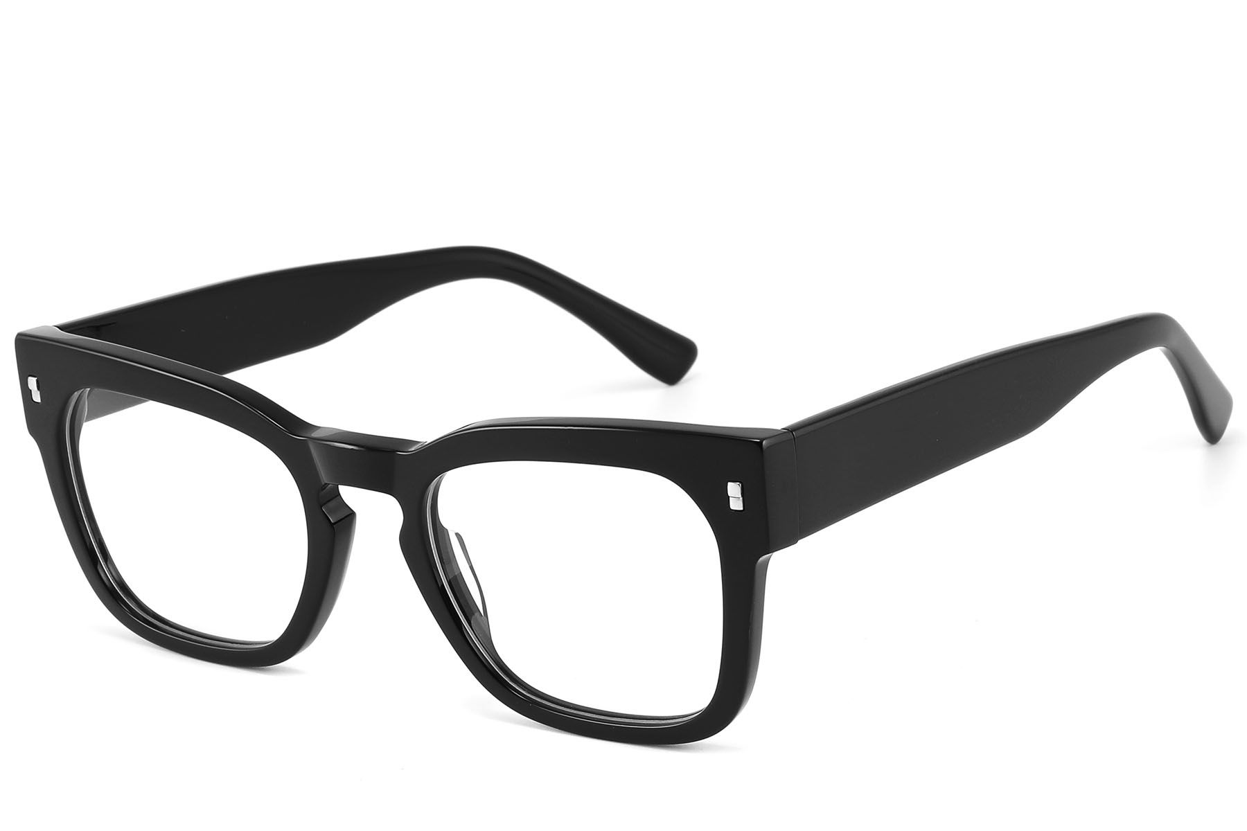 Rectangular Black Acetate Glasses #BS2607-0168