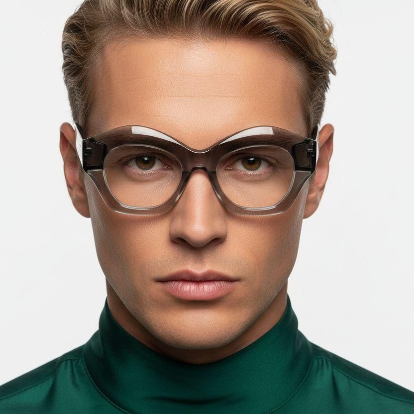 Geometric Gray Acetate Glasses #BS2607-0176