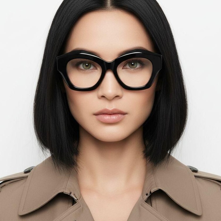 Geometric Black Acetate Glasses #BS2607-0177