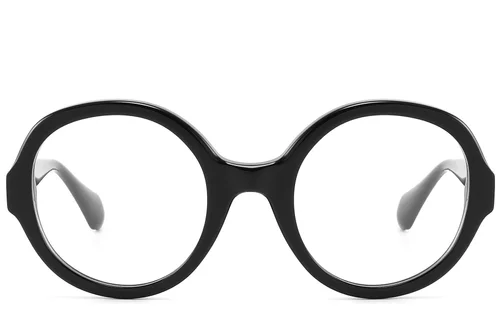 Lunettes ovales en acétate noir #BS2607-0179