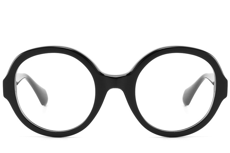 Lunettes ovales en acétate noir #BS2607-0179