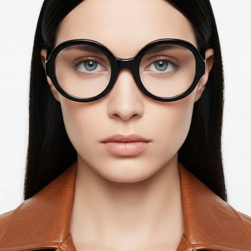 Lunettes ovales en acétate noir #BS2607-0179