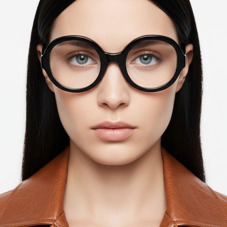 Oval Black Acetate Glasses #BS2607-0179