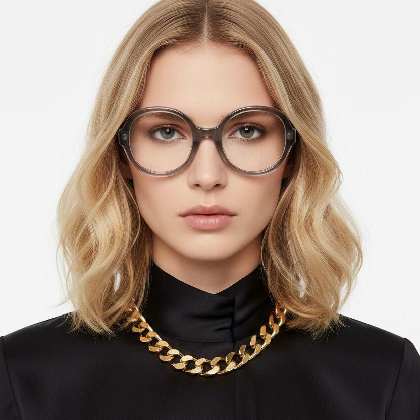 Gafas ovaladas de acetato gris #BS2607-0180