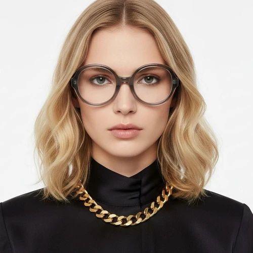 Oval Gray Acetate Glasses #BS2607-0180